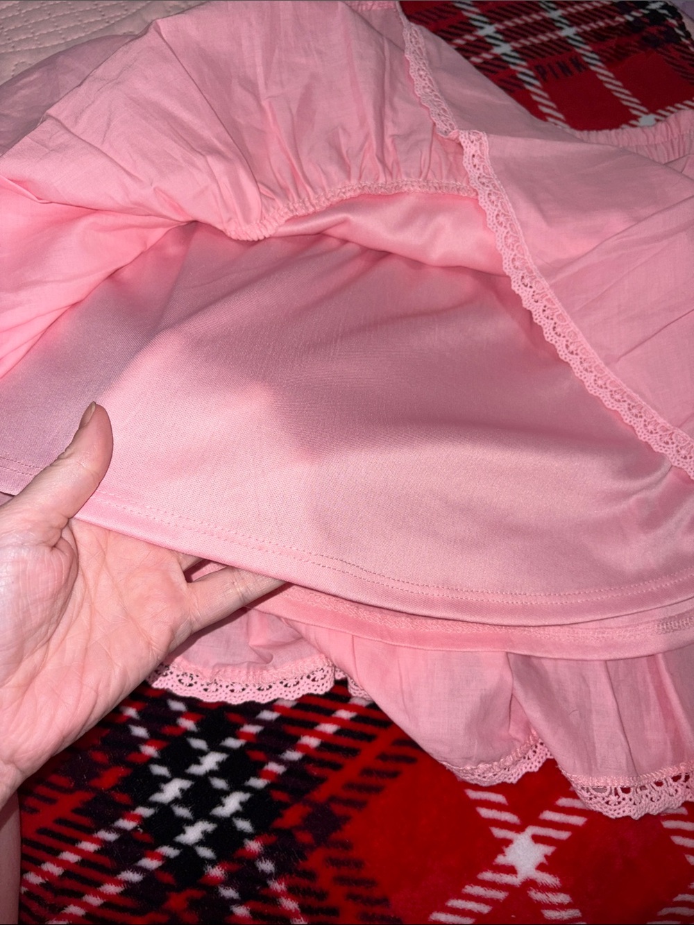 Francesca's Collections Pink Tiered Lace-Trim Mini Skirt - Picture 4 of 6